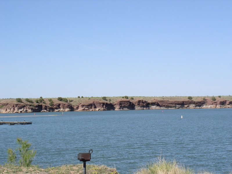 Cliffs across Ute Lake